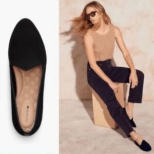 Birdies Heron Flats Black Suede Size 7 Almond Toe